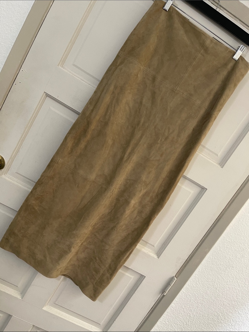 Suede Maxi Skirt - Streamlined Panel Design